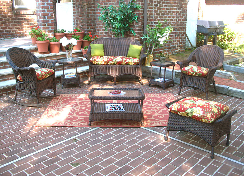 Antique Brown High Back Veranda Outdoor Wicker Patio Furniture