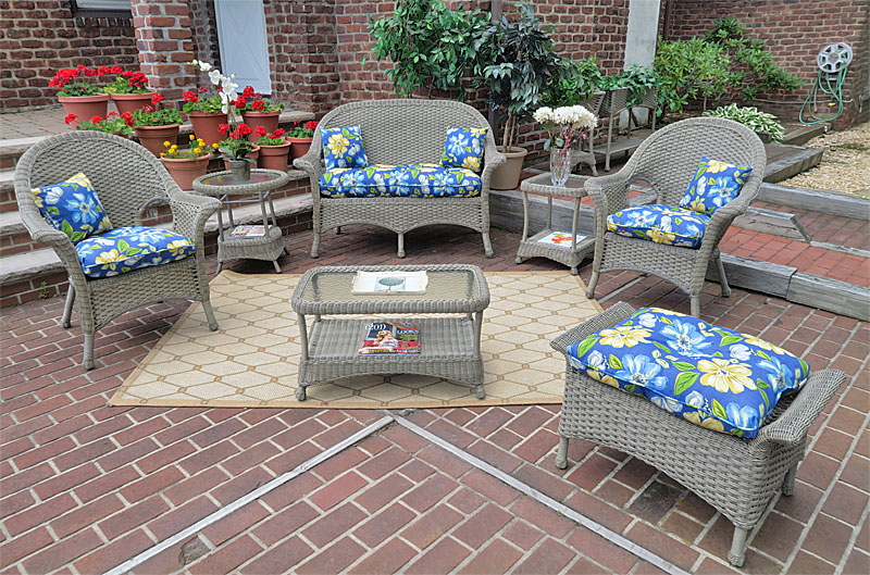 Resin Wicker Patio Furniture, Driftwood High Back Veranda 