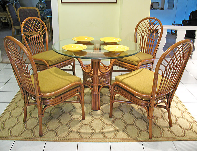 Savannah 42&quot; Round Natural Rattan Dining Sets